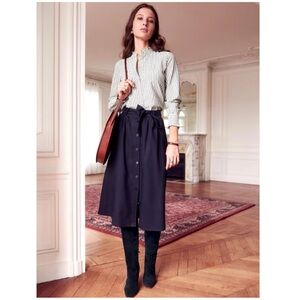 SÉZANE Celina Midi Skirt, Navy, FR34/US2